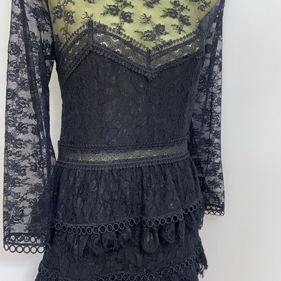 The Kooples Dress “Moonlight “ Black Lace Ruffle NWOT Sz Medium~6 - Picture 6 of 8